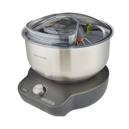 Compact Design | 4L Capacity | Storage Caddy | 4 Mixer Accessories | Crib Cards | Splash Guard | Timer | Dishwasher Safe