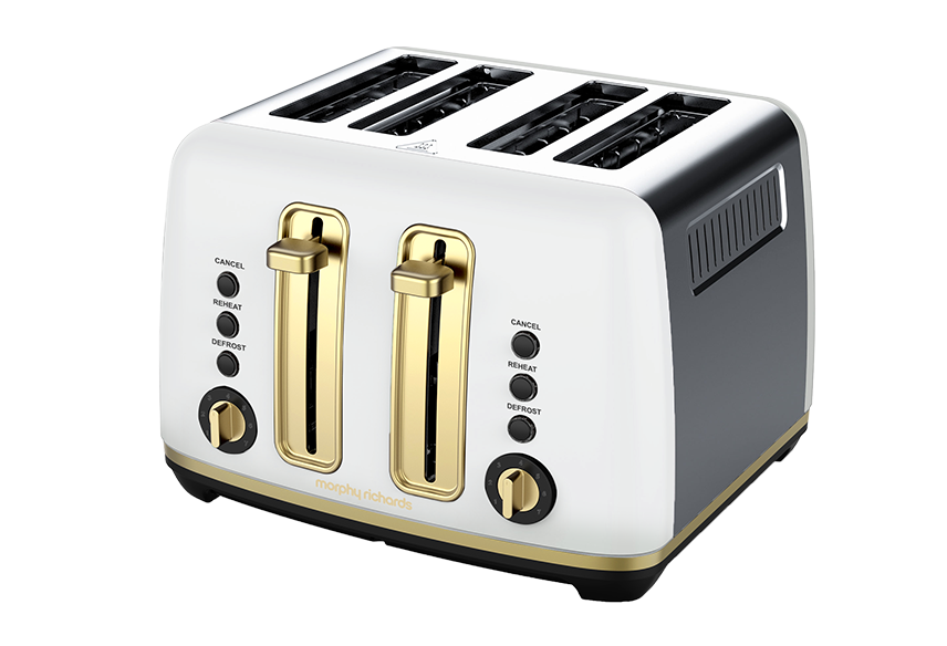 Soft Gold Trims & Details | High lift lever | 2 or 4 slice operation | Non-Slip Feet | White