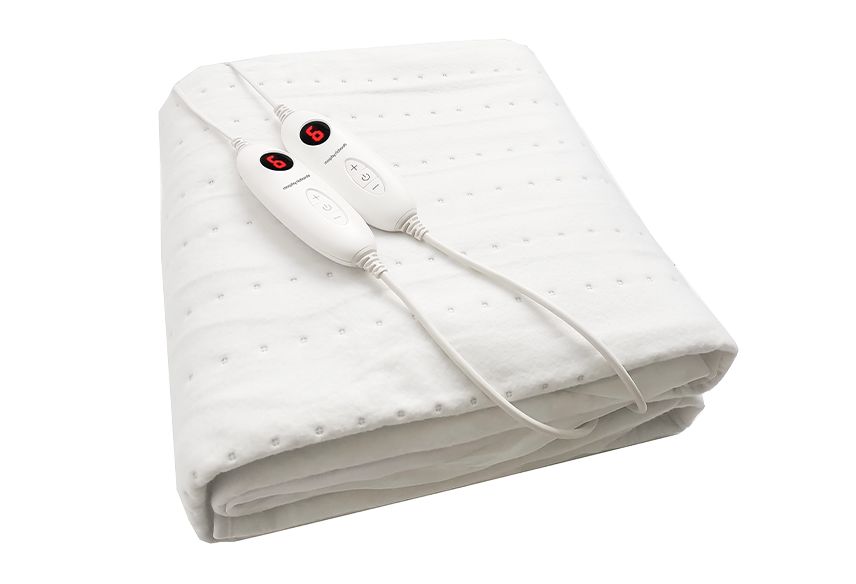 Non-woven polyester fabric | Fully fitted with 40cm elastic skirt | Machine washable | Easy to use LED detachable controllers | 6 temperature settings | White