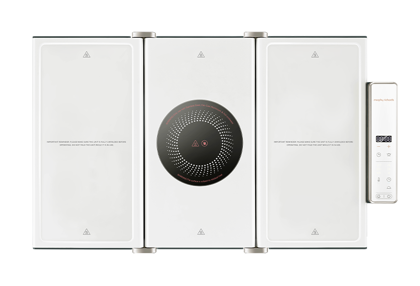 Warm, cook or warm & cook simultaneously | Easy to clean ceramic coated heating surface | Suitable for most cookware | Easy to use controls | White