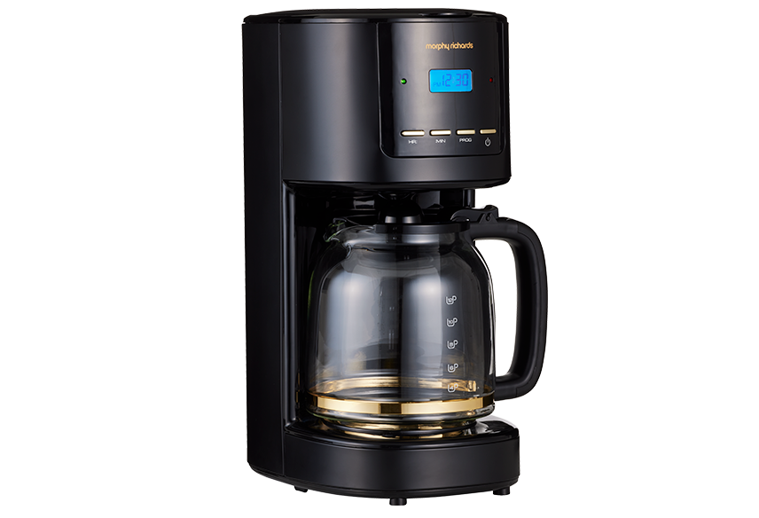 12 Cup Capacity | BPA Free | Programmable Timer | Glass Jug | Black with Soft Gold Trim