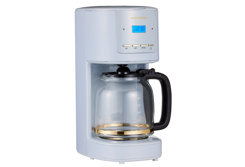 12 Cup Capacity | BPA Free | Programmable Timer | Glass Jug | Ocean Grey with Soft Gold Trim