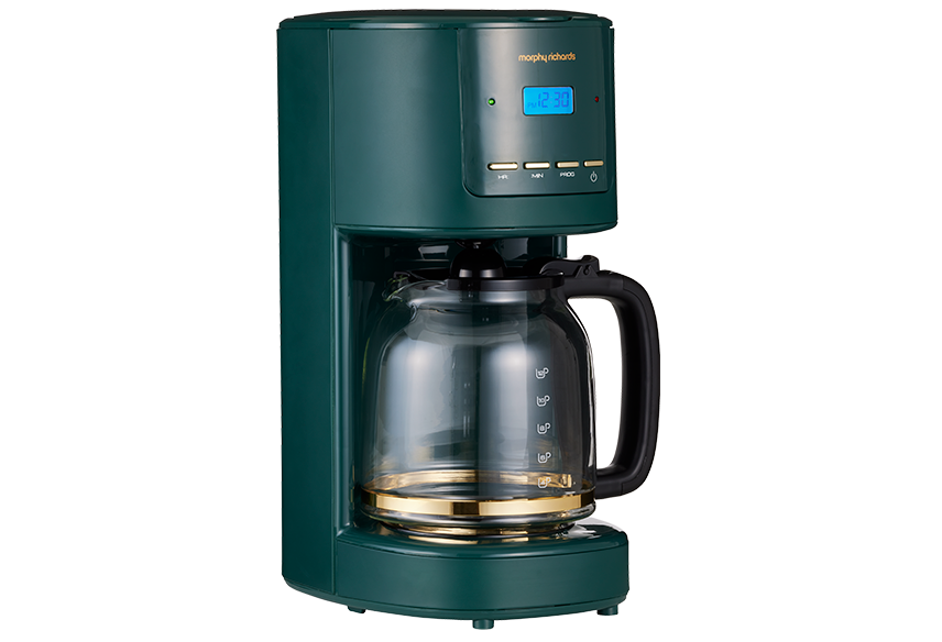 12 Cup Capacity | BPA Free | Programmable Timer | Glass Jug | Bistro Green with Soft Gold Trim